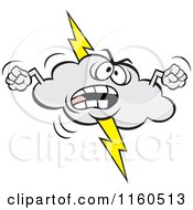 Angry Lightning Storm Cloud Mascot Waving Fists