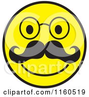 Poster, Art Print Of Happy Emoticon Smiley With A Mustache