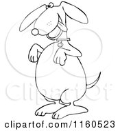 Cartoon Of An Outlined Begging Dog Royalty Free Vector Clipart