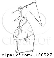 Outlined Businessman Holding Up A Pennant Flag