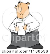 Cartoon Of A Caucasian Businessman Reading A Memo Royalty Free Vector Clipart