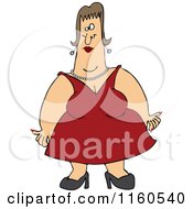 Cartoon Of A Woman With Fat Arms Wearing A Red Dress Royalty Free Vector Clipart