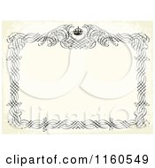 Poster, Art Print Of Black And Beige Distressed Frame With Swirls And A Crown Around Copyspace