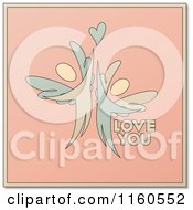 Clipart Of Two Angels And Hearts With Love You Text Royalty Free Vector Illustration