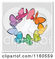 Ring Of Colorful Butterflies With Copyspace