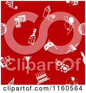 Poster, Art Print Of Seamless Red Background With White Party Icons