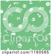 Poster, Art Print Of Seamless Green Background With White Sports Icons