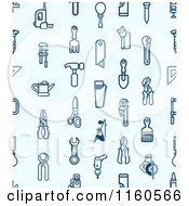 Poster, Art Print Of Seamless Blue Background With Tool Icons