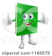 Poster, Art Print Of Pleased Green Book Mascot Holding Two Thumbs Up