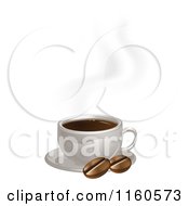 Hot Cup Of Coffee With Beans