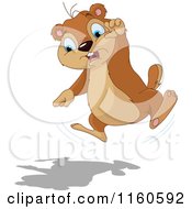 Poster, Art Print Of Cute Groundhog Jumping And Pointing At Its Shadow