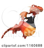 Clipart Of A 3d Flying Red Business Dragon In A Suit Royalty Free CGI Illustration