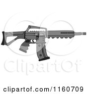 Cartoon Of A Black Semi Automatic Assault Rifle With A Clip Royalty Free Vector Clipart by djart