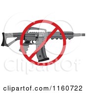 Poster, Art Print Of Black Semi Automatic Assault Rifle With A Clip And A Prohibited Symbol