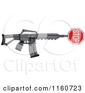 Poster, Art Print Of Black Semi Automatic Assault Rifle With A Stop Sign