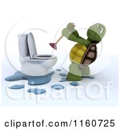 Poster, Art Print Of 3d Tortoise Using A Plunger On A Toilet