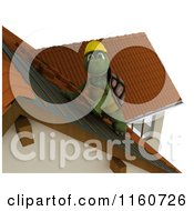 Poster, Art Print Of 3d Tortoise Roofer Contractor Working On Shingles