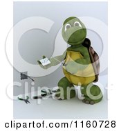 Poster, Art Print Of 3d Tortoise Electrician Working On A Socket