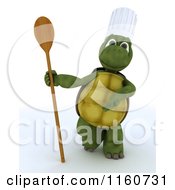 Poster, Art Print Of 3d Tortoise Chef Holding A Wooden Spoon