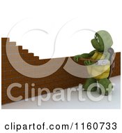 Clipart Of A 3d Tortoise Mason Contractor Building A Brick Wall Royalty Free CGI Illustration