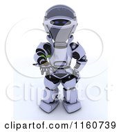 3d Robot Holding Out A Seedling Plant And Soil
