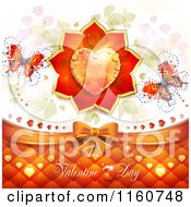 Poster, Art Print Of Valentines Day Background With A Dewy Heart Roses And Butterflies