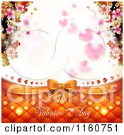 Clipart Of A Valentines Day Background With Text A Bow Hearts And Blossoms Royalty Free Vector Illustration