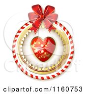 Poster, Art Print Of Red And Gold Floral Heart In Frames With A Bow