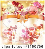 Poster, Art Print Of Valentines Day Or Wedding Background With Roses And Hearts 3