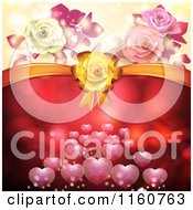 Clipart Of A Valentines Day Or Wedding Background With Roses And Hearts 5 Royalty Free Vector Illustration