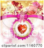 Poster, Art Print Of Valentines Day Or Wedding Background With Roses And Hearts 8