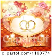 Clipart Of A Wedding Background With Wedding Rings Roses Butterflies And Hearts Royalty Free Vector Illustration by merlinul