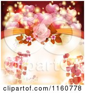 Poster, Art Print Of Valentines Day Or Wedding Background With Roses And Hearts