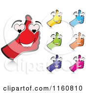 Clipart Of Colorful Thumb Up Hands With Heart Eyes Royalty Free Vector Illustration