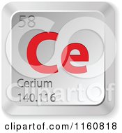 3d Red And Silver Cerium Chemical Element Keyboard Button