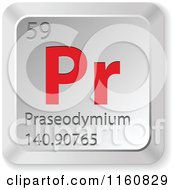 Poster, Art Print Of 3d Red And Silver Praseodymium Chemical Element Keyboard Button