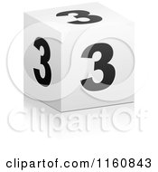 Poster, Art Print Of 3d Black And White Number 3 Cube