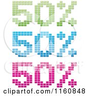Clipart Of Green Blue And Pink Mosaic Fifty Percent Sales Designs Royalty Free Vector Illustration