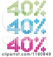 Clipart Of Green Blue And Pink Mosaic Forty Percent Sales Designs Royalty Free Vector Illustration