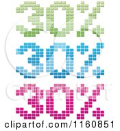 Clipart Of Green Blue And Pink Mosaic Thirty Percent Sales Designs Royalty Free Vector Illustration