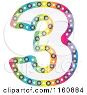 Poster, Art Print Of Colorful Number Three With A Grid Fill