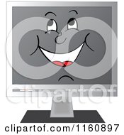 Clipart Of A Happy Computer Screen Smiling Royalty Free Vector Illustration