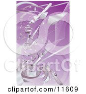 Poster, Art Print Of Silver Technology Scraps Exploding Over Purple