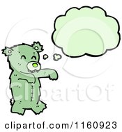 Cartoon Of A Thinking Green Zombie Teddy Bear Royalty Free Vector Illustration