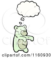 Cartoon Of A Thinking Green Zombie Teddy Bear Royalty Free Vector Illustration