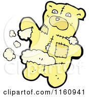 Cartoon Of A Ripped Yellow Teddy Bear And Stuffing Royalty Free Vector Illustration