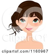 Clipart Of A Pretty Brunette Woman With Long Eye Lashes And Her Hair In An Up Do Royalty Free Vector Illustration