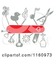 Cartoon Of A Love Swiss Army Knife And Tools Royalty Free Vector Clipart