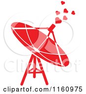 Cartoon Of A Red Satellite Dish And Antenna With Hearts Royalty Free Vector Clipart
