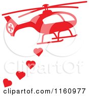 Poster, Art Print Of Red Helicopter With Valentine Hearts